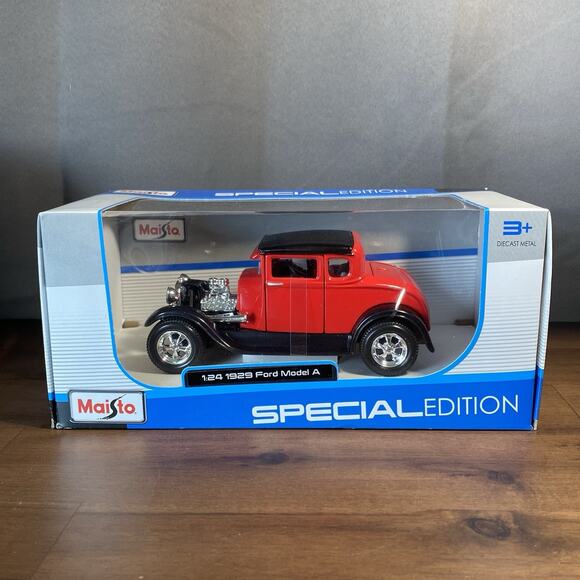 Maisto 1929 FORD MODEL A Coupe Hot Rod Red 1:24 Scale Diecast Car - Picture 1 of 8